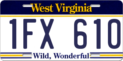 WV license plate 1FX610