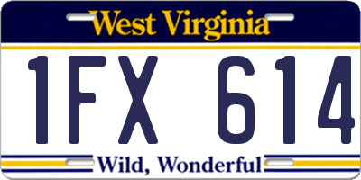 WV license plate 1FX614