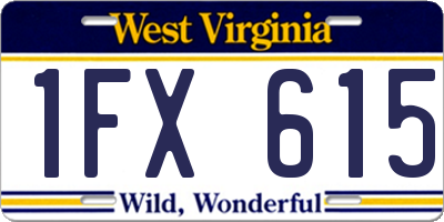 WV license plate 1FX615