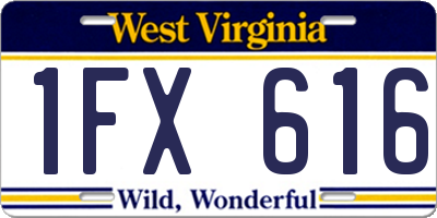 WV license plate 1FX616