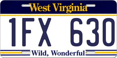 WV license plate 1FX630