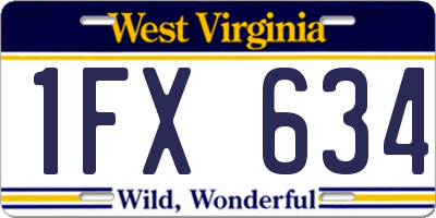 WV license plate 1FX634