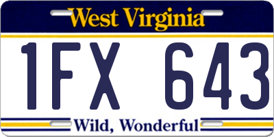 WV license plate 1FX643
