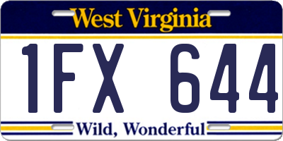 WV license plate 1FX644