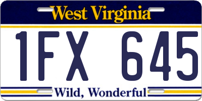 WV license plate 1FX645