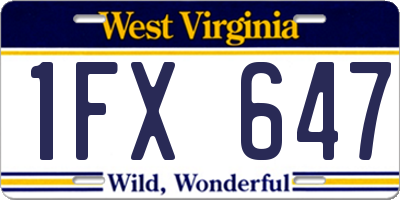 WV license plate 1FX647