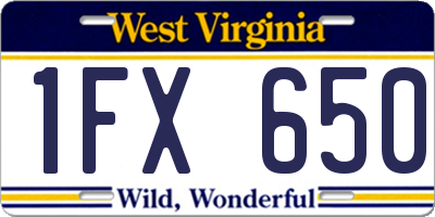 WV license plate 1FX650