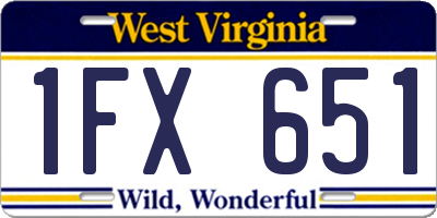 WV license plate 1FX651