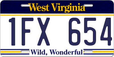 WV license plate 1FX654