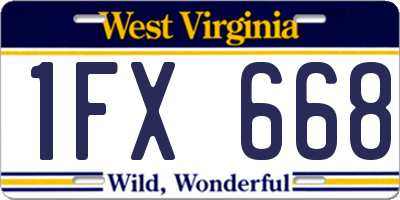 WV license plate 1FX668