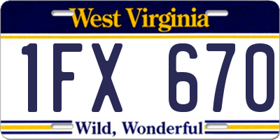 WV license plate 1FX670