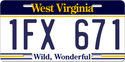 WV license plate 1FX671