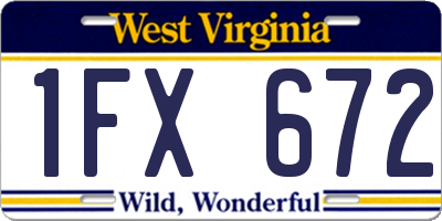 WV license plate 1FX672