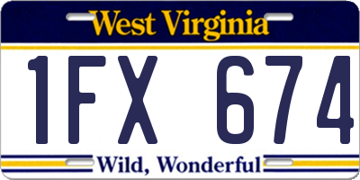 WV license plate 1FX674