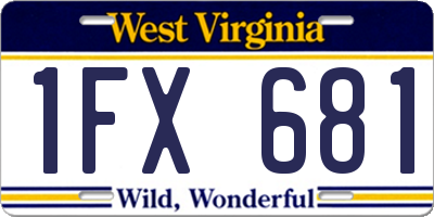 WV license plate 1FX681
