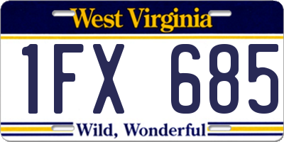 WV license plate 1FX685