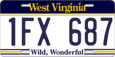 WV license plate 1FX687