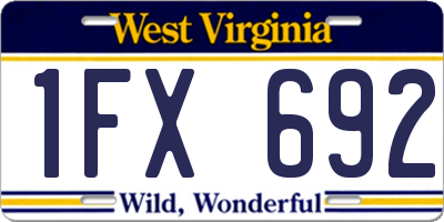 WV license plate 1FX692
