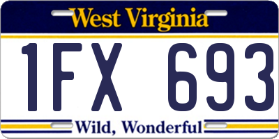 WV license plate 1FX693