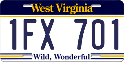 WV license plate 1FX701