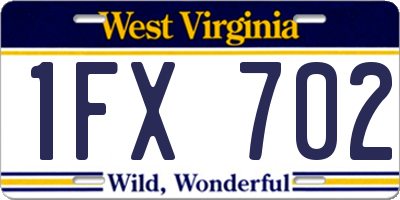 WV license plate 1FX702