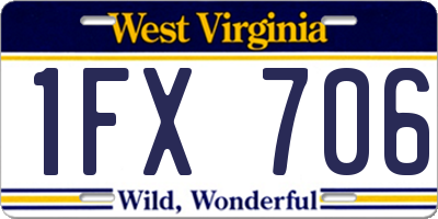 WV license plate 1FX706