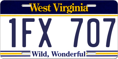 WV license plate 1FX707