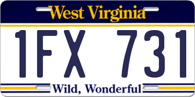 WV license plate 1FX731