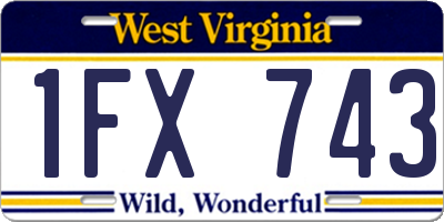WV license plate 1FX743