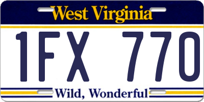 WV license plate 1FX770