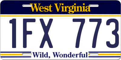 WV license plate 1FX773