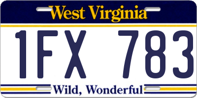 WV license plate 1FX783