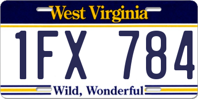 WV license plate 1FX784