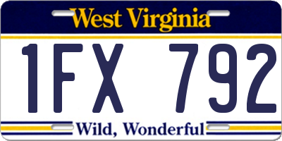 WV license plate 1FX792
