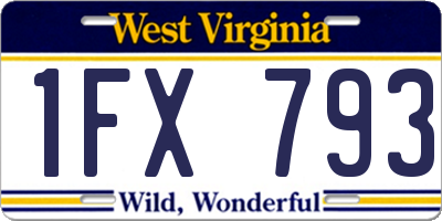 WV license plate 1FX793