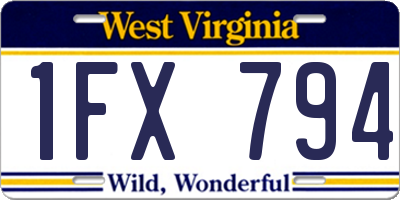 WV license plate 1FX794
