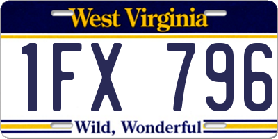 WV license plate 1FX796