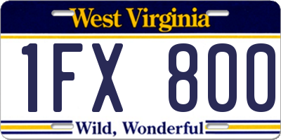 WV license plate 1FX800