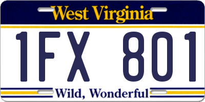 WV license plate 1FX801