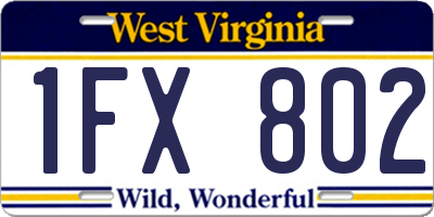 WV license plate 1FX802