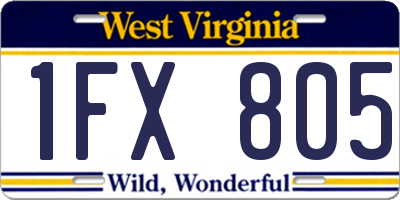 WV license plate 1FX805