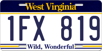 WV license plate 1FX819