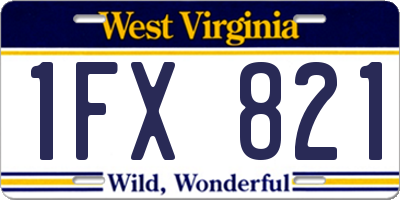 WV license plate 1FX821
