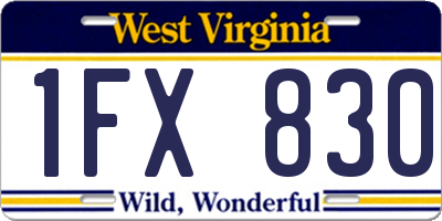 WV license plate 1FX830