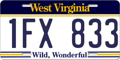WV license plate 1FX833
