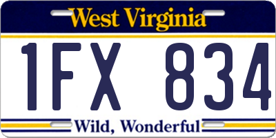 WV license plate 1FX834
