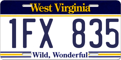 WV license plate 1FX835