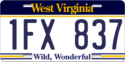 WV license plate 1FX837
