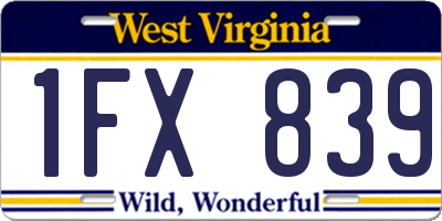 WV license plate 1FX839
