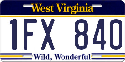 WV license plate 1FX840